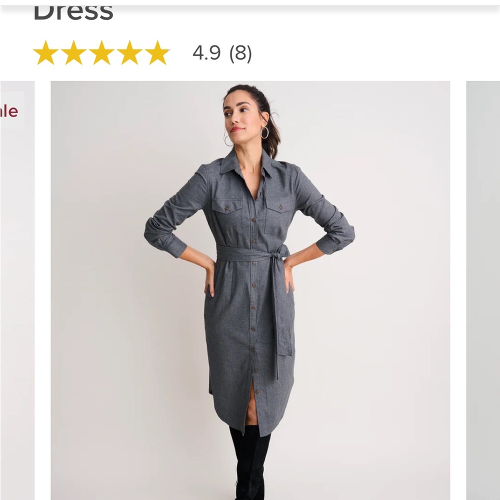 UNTUCK it Cotton (Flannel) Midi Colby shirtdress. With belt has pockets. Size 8